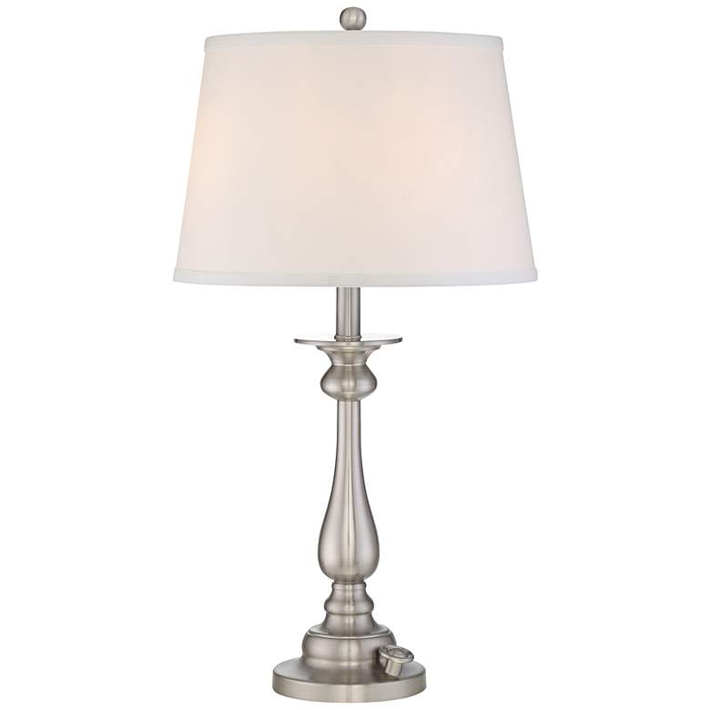 Image 1 Quoizel Vivid Kingsley Brushed Nickel 3-Light Table Lamp