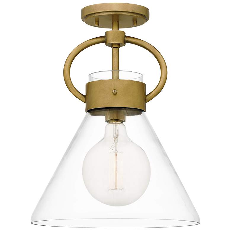Image 3 Quoizel Webster 12" Wide Weathered Brass Ceiling Light