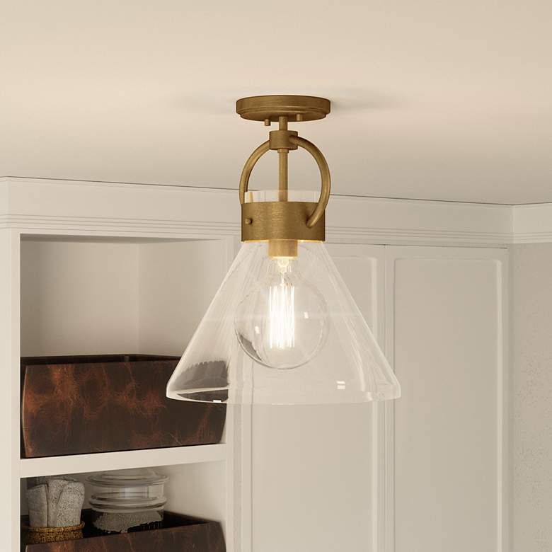 Image 2 Quoizel Webster 12" Wide Weathered Brass Ceiling Light