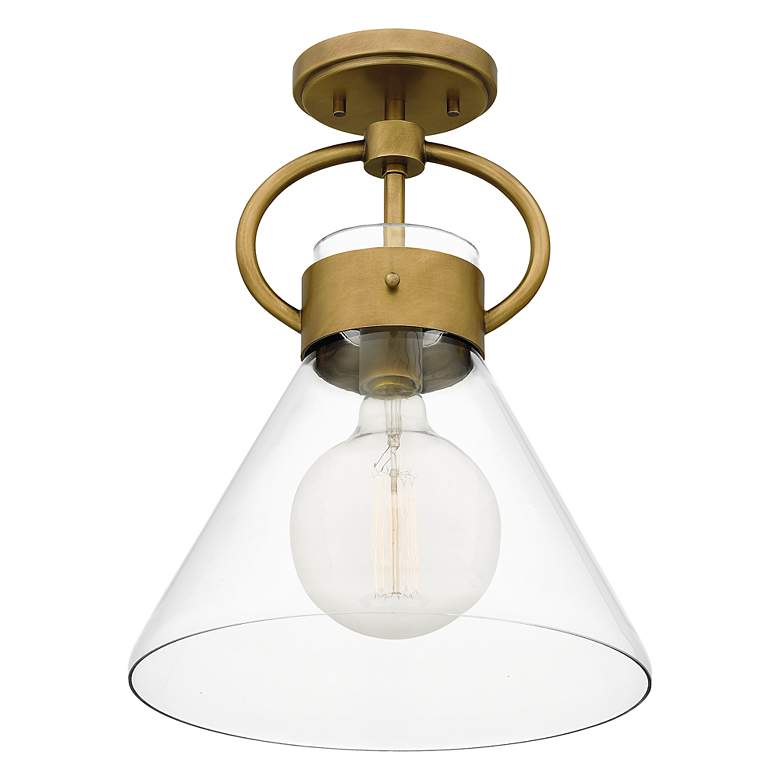 Image 5 Quoizel Webster 12" Wide Weathered Brass Ceiling Light more views