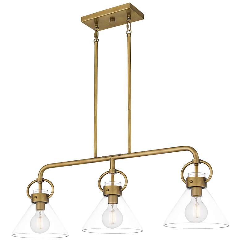 Image 2 Quoizel Webster 36" Wide Brass and Clear Glass Linear Chandelier