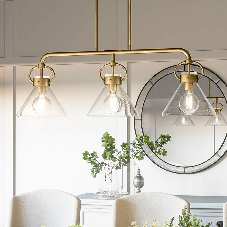 Image 1 Quoizel Webster 36" Wide Brass and Clear Glass Linear Chandelier