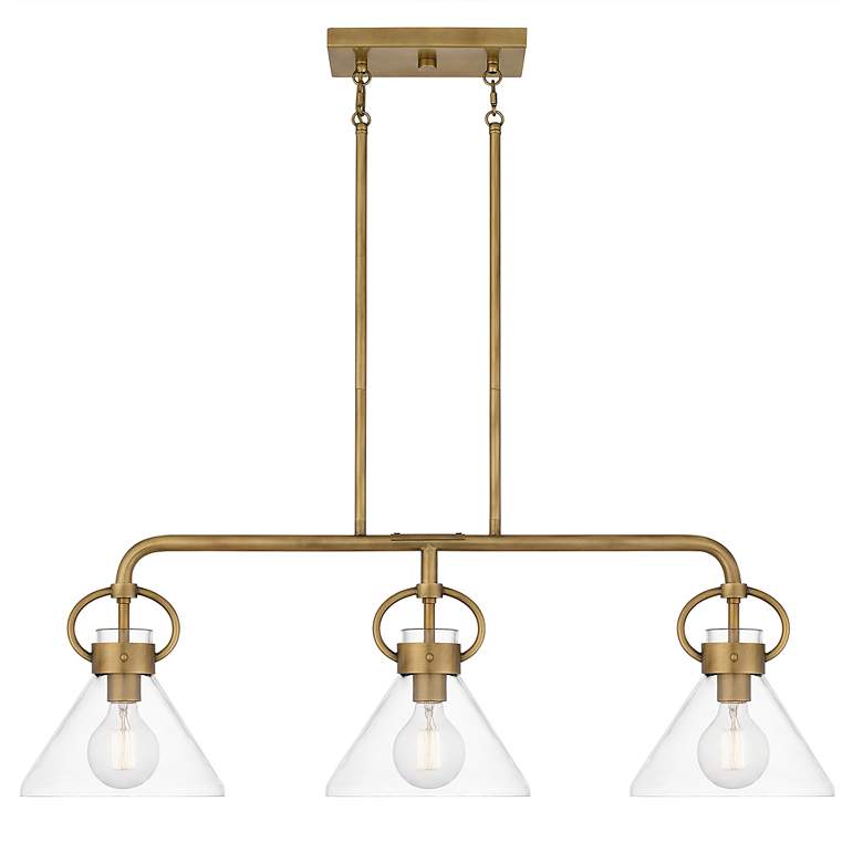 Image 3 Quoizel Webster 36" Wide Brass and Clear Glass Linear Chandelier more views