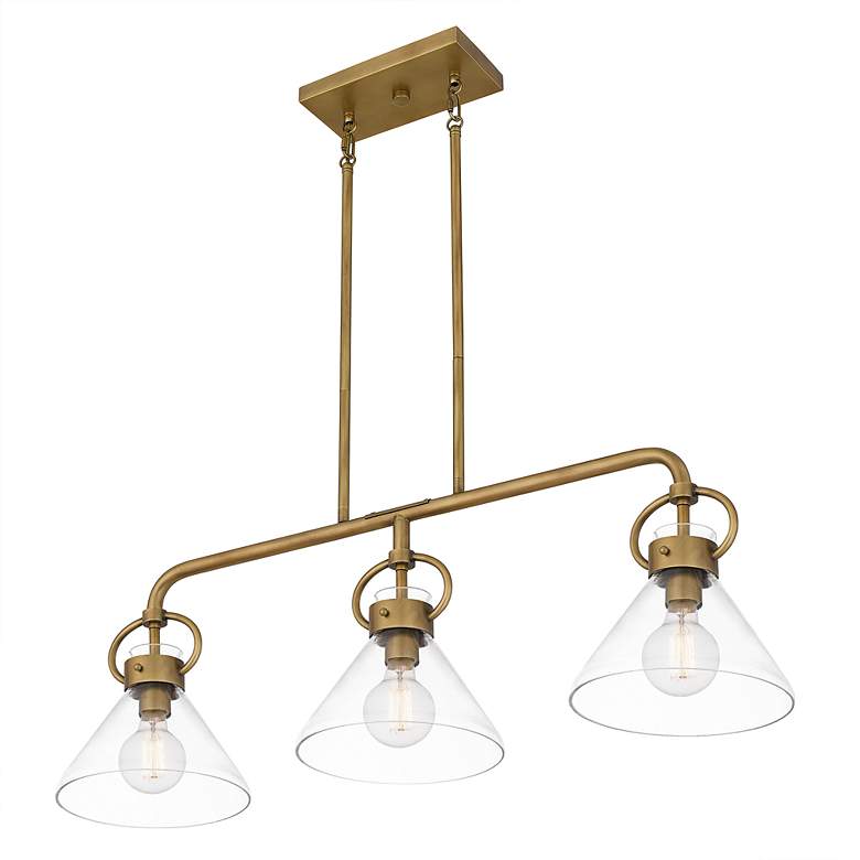 Image 4 Quoizel Webster 36" Wide Brass and Clear Glass Linear Chandelier more views
