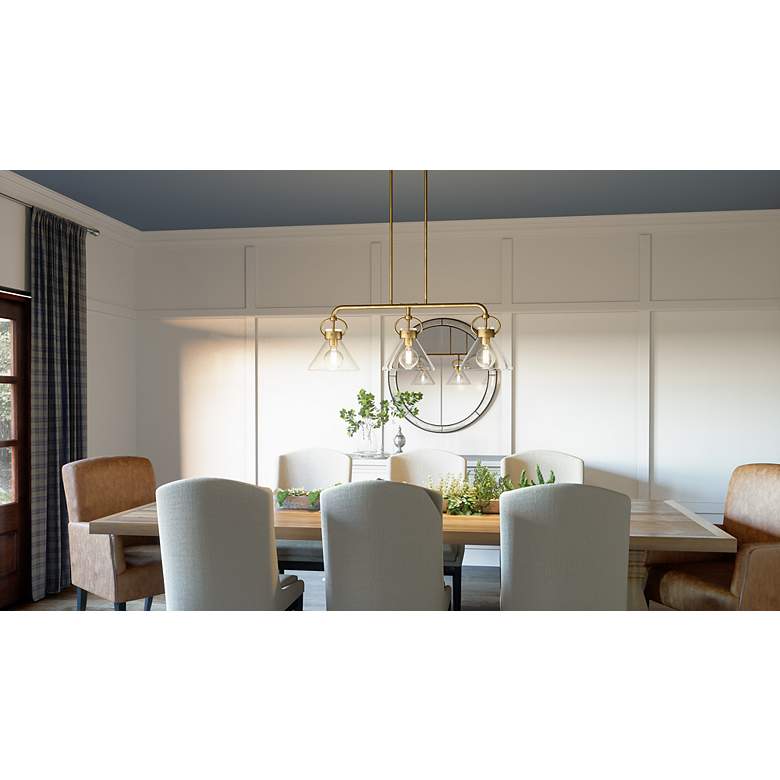Image 7 Quoizel Webster 36" Wide Brass and Clear Glass Linear Chandelier more views