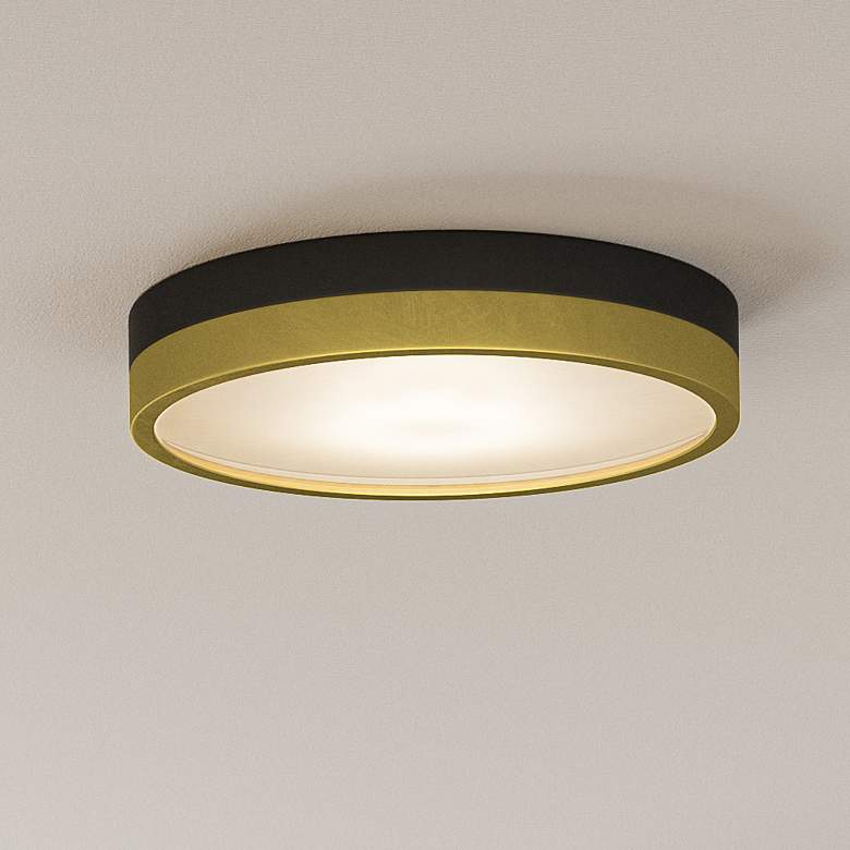 Image 2 Quoizel Weldin 11" Wide Matte Black Gold LED Ceiling Light