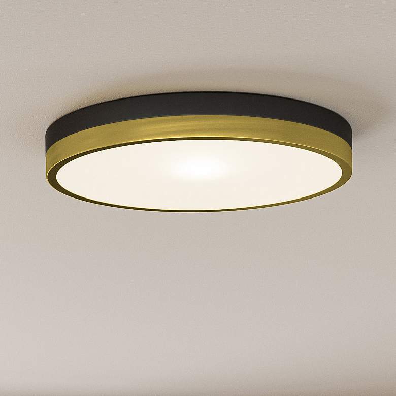 Image 2 Quoizel Weldin 15" Wide Matte Black Gold LED Ceiling Light