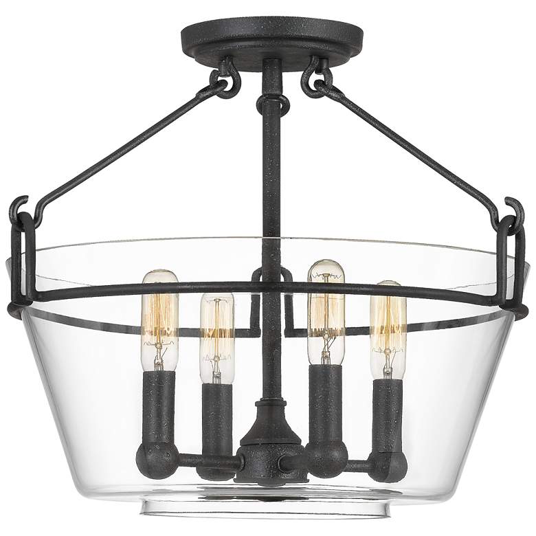 Image 1 Quoizel Wells 16 1/2" Wide Gray Ash 4-Light Ceiling Light