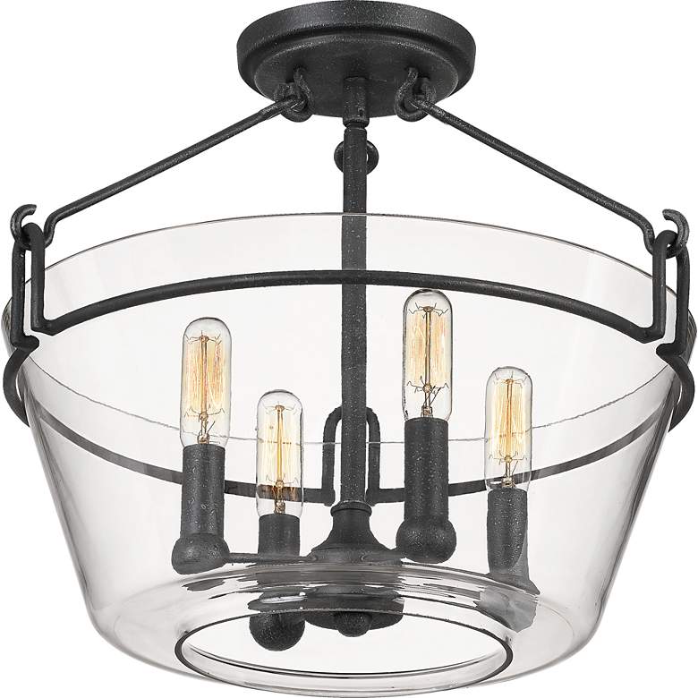 Image 2 Quoizel Wells 16 1/2" Wide Gray Ash 4-Light Ceiling Light more views
