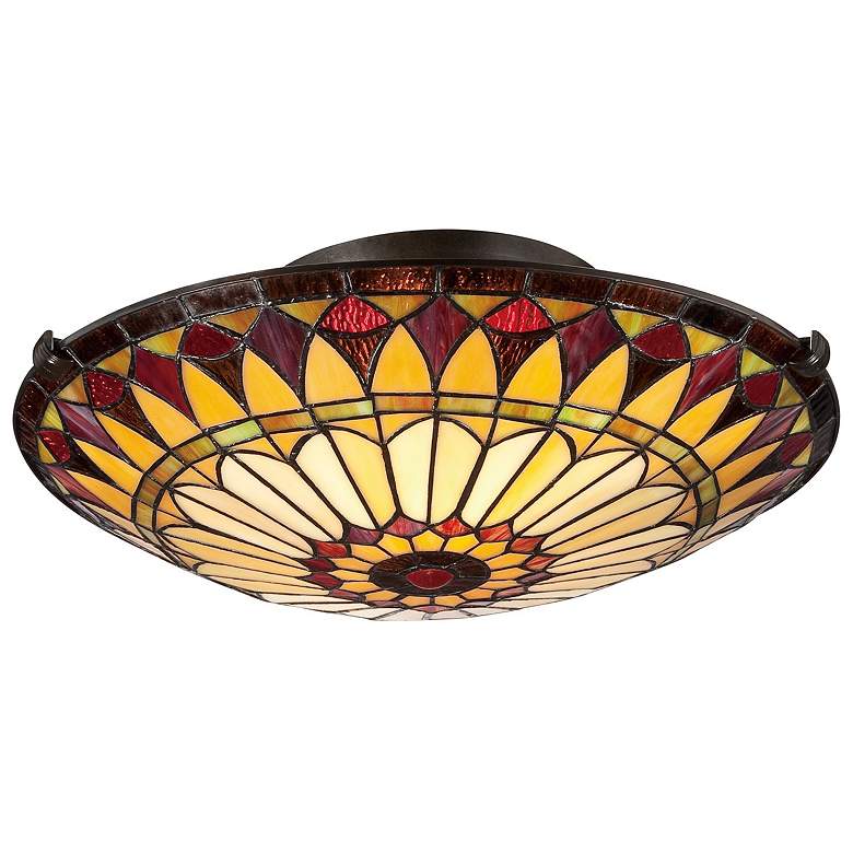 Image 3 Quoizel West End 17 inch Wide Tiffany-Style Sunflower Ceiling Light more views