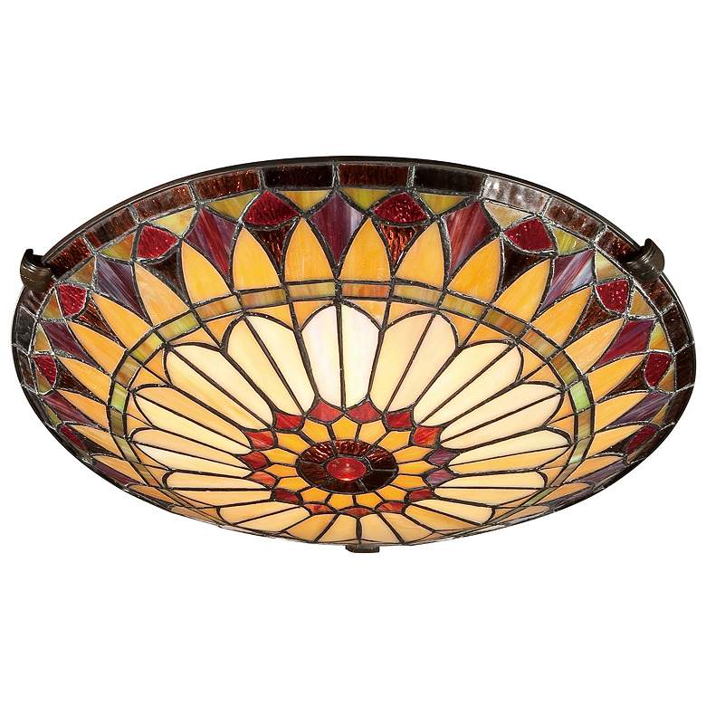 Image 4 Quoizel West End 17 inch Wide Tiffany-Style Sunflower Ceiling Light more views