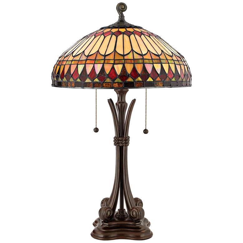 Image 3 Quoizel Western Place 26 1/2 inch Bronze Tiffany-Style Glass Table Lamp