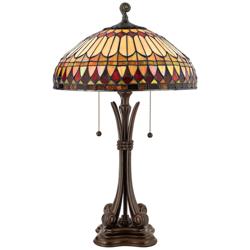 Quoizel Western Place 26 1/2&quot; Bronze Tiffany-Style Glass Table Lamp