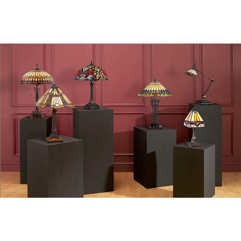 Image 4 Quoizel Western Place 26 1/2" Bronze Tiffany-Style Glass Table Lamp more views