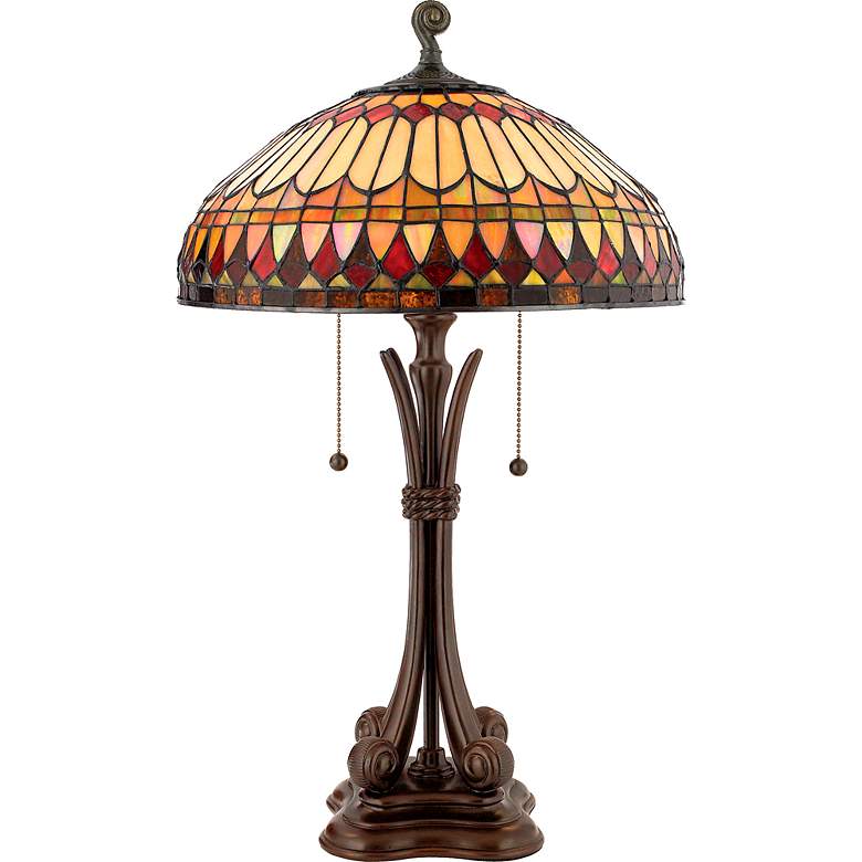 Image 5 Quoizel Western Place 26 1/2" Bronze Tiffany-Style Glass Table Lamp more views