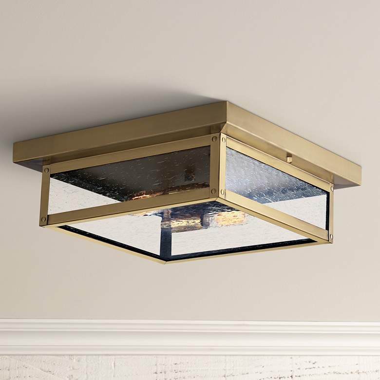 Image 1 Quoizel Westover 12 inchW Antique Brass Outdoor Ceiling Light
