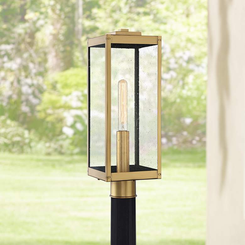 Image 1 Quoizel Westover 20 1/2 inchH Antique Brass Outdoor Post Light