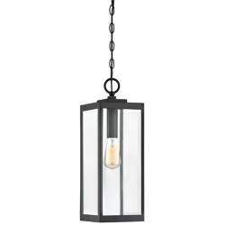 Quoizel Westover 20 3/4&quot; Earth Black Clear Glass Outdoor Hanging Light