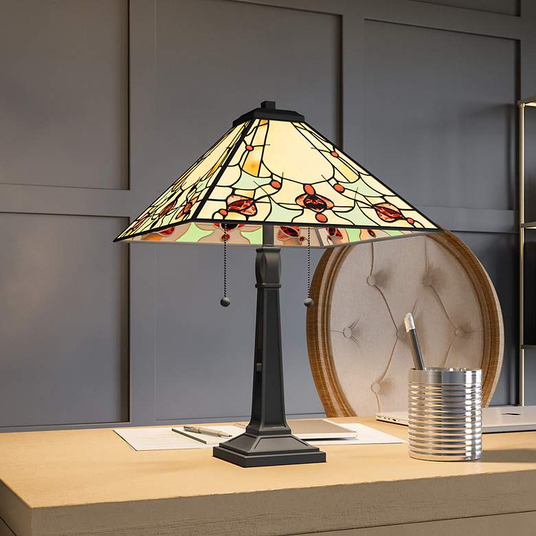 Image 1 Quoizel Westwind 22 1/2" High Matte Black Art Glass Table Lamp