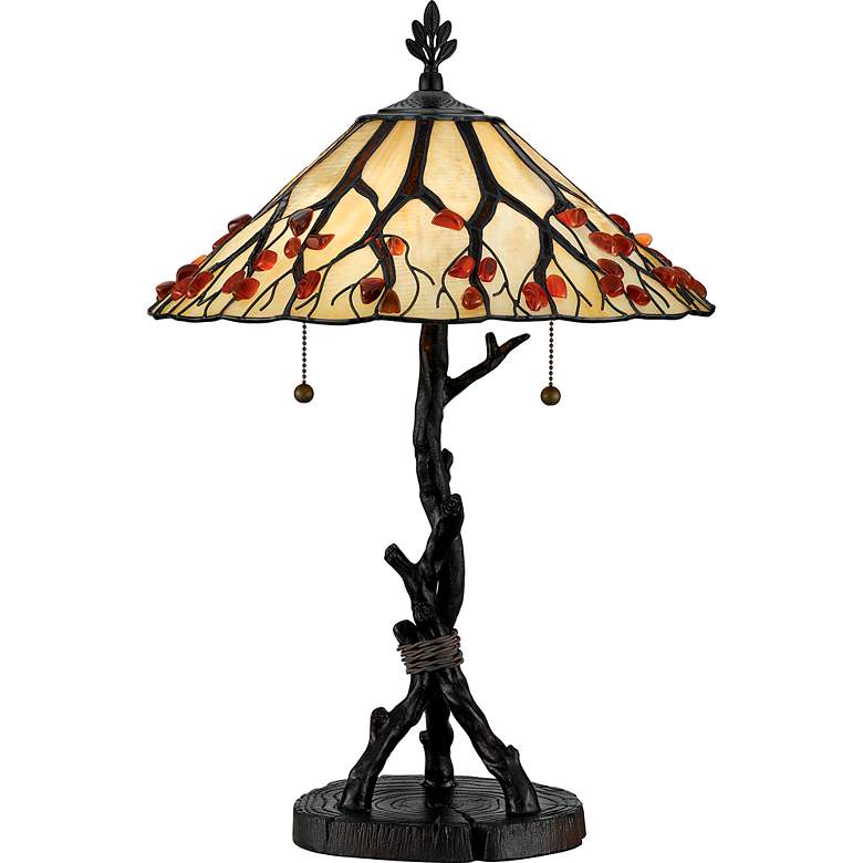 Image 4 Quoizel Whispering Wood 25" Tiffany-Style Art Glass Table Lamp more views