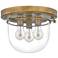 Quoizel Whistling 13"W Weathered Brass 3-Light Ceiling Light