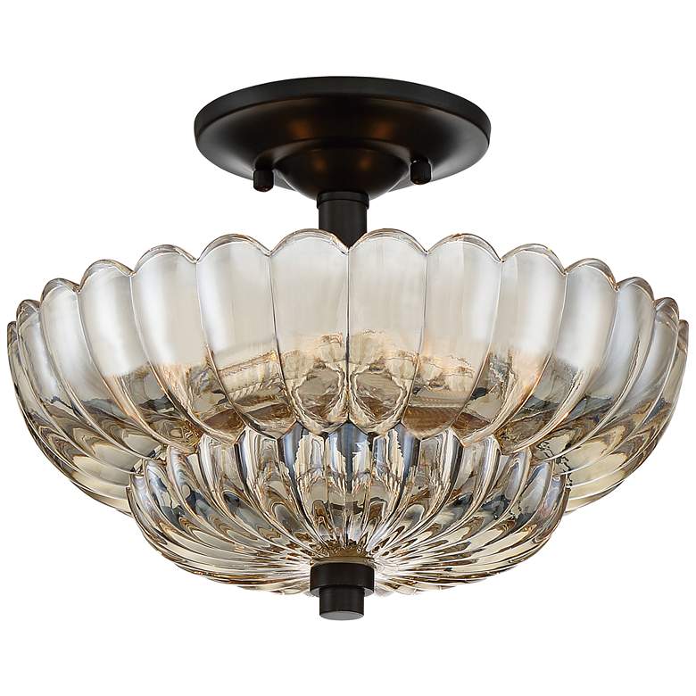 Image 3 Quoizel Whitecap 11 3/4" Wide Mottled Cocoa Ceiling Light more views