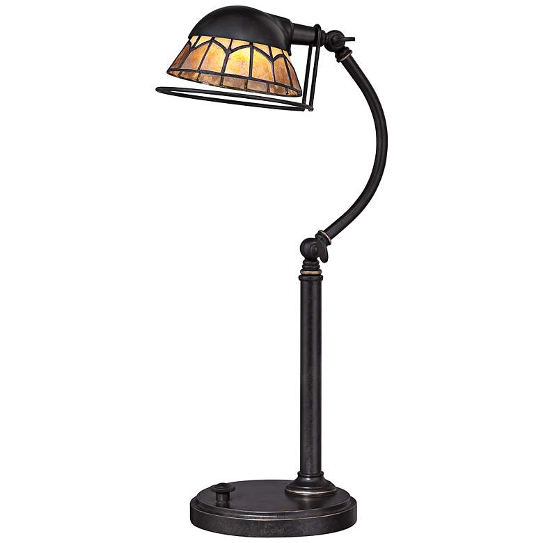 Image 1 Quoizel Whitney LED Mica Shade Bronze Desk Lamp