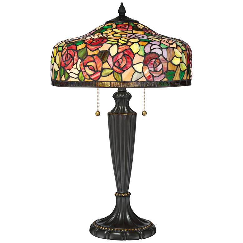Image 1 Quoizel Wild Rose Palladian Bronze Table Lamp