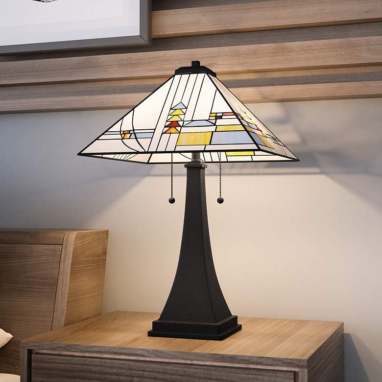 Image 1 Quoizel Winchester Matte Black Tiffany Table Lamp