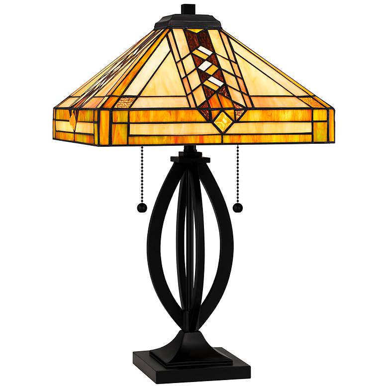 Image 3 Quoizel Yellowstone Matte Black Tiffany Accent Table Lamp