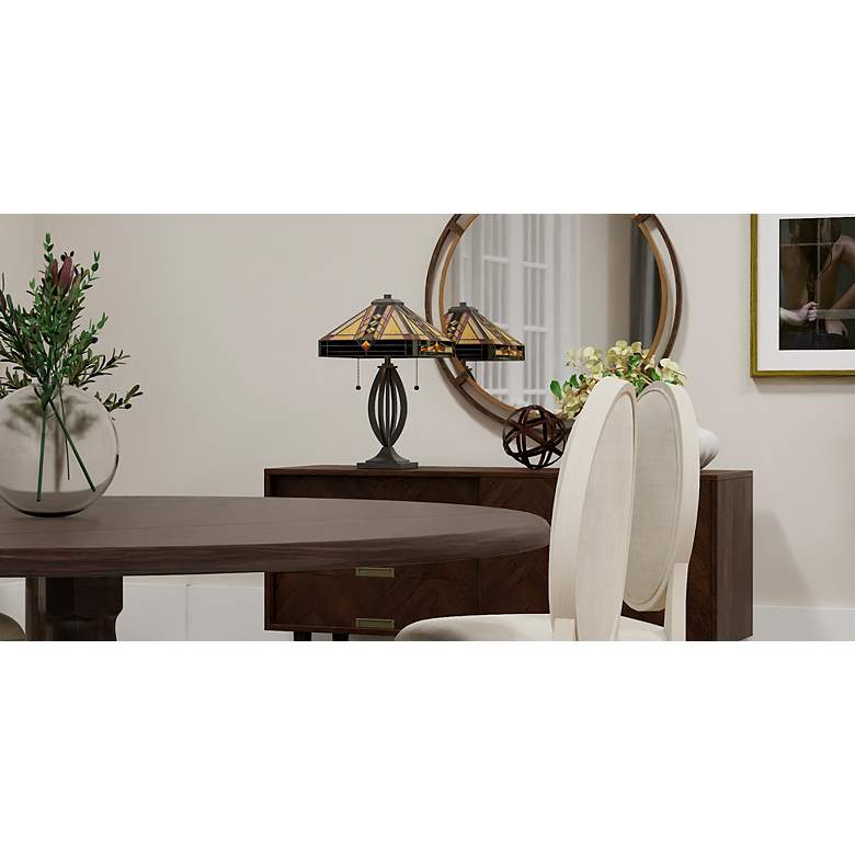 Image 7 Quoizel Yellowstone Matte Black Tiffany Accent Table Lamp more views