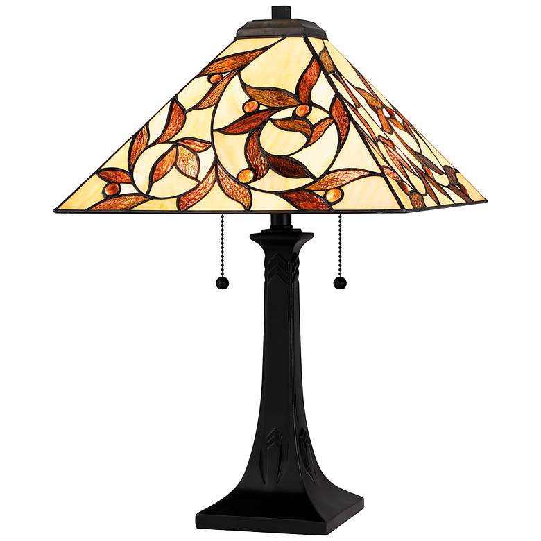Image 2 Quoizel Zion Matte Black Tiffany Table Lamp