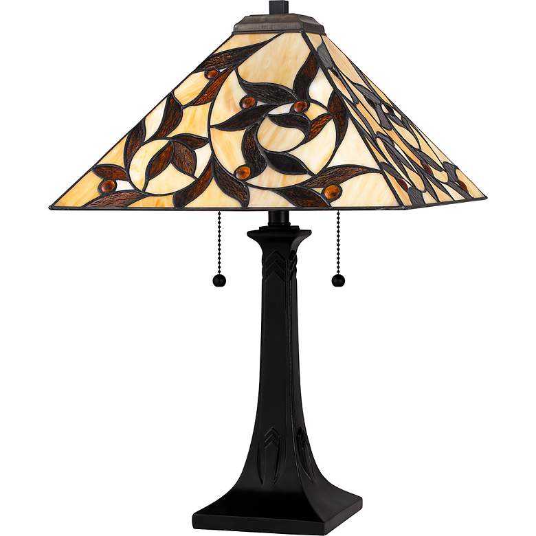 Image 4 Quoizel Zion Matte Black Tiffany Table Lamp more views