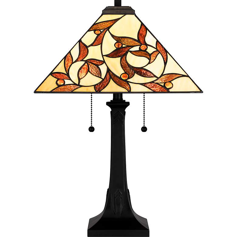 Image 5 Quoizel Zion Matte Black Tiffany Table Lamp more views