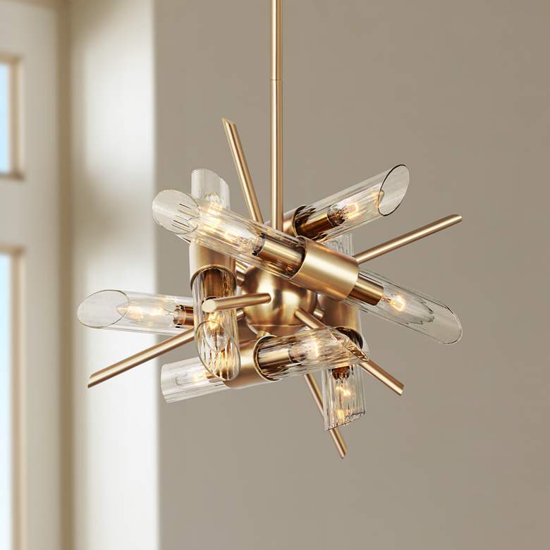 Image 1 Quorra 16 3/4" Wide Burnished Brass Starburst Chandelier