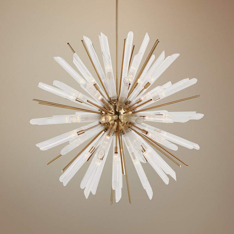 Image 1 Quorra 48" Wide Burnished Brass Starburst Chandelier