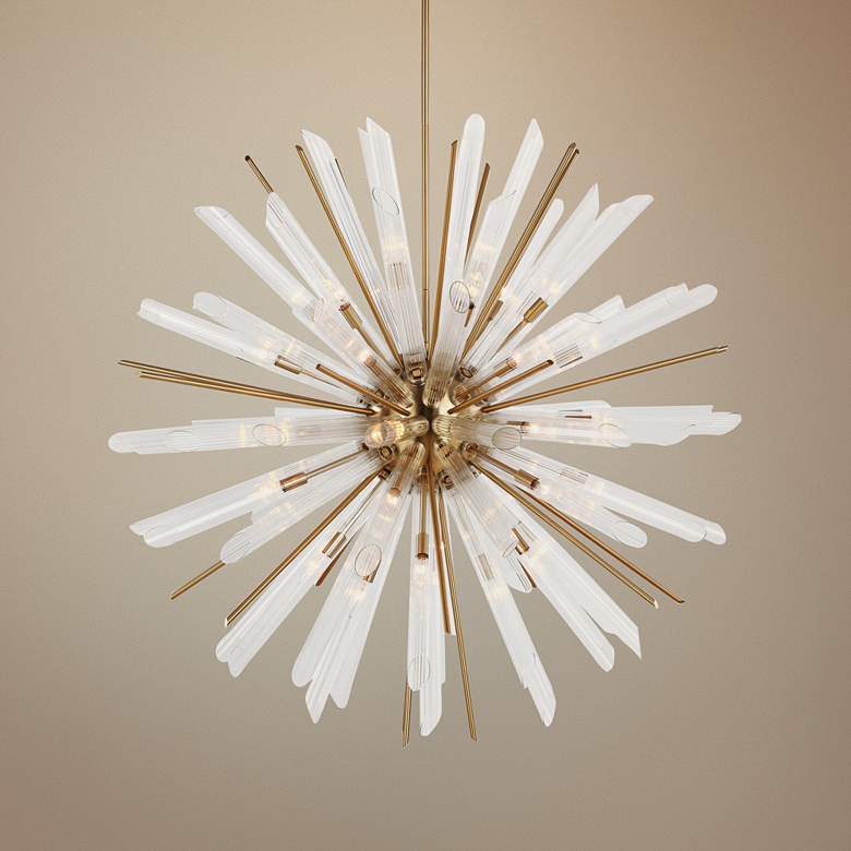 Image 1 Quorra 48 inch Wide Burnished Brass Starburst Chandelier