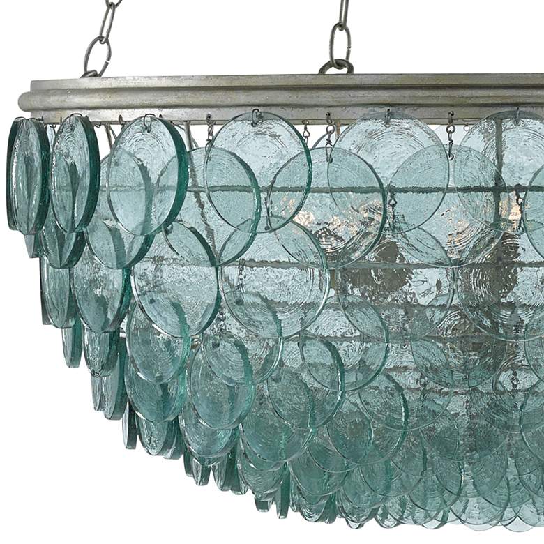 Image 3 Quorum 32 1/2" Wide Silver Leaf Turquoise Glass Chandelier more views