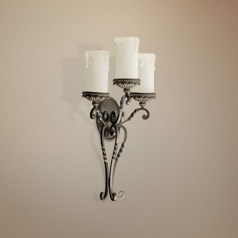 Image 1 Quorum Alameda 28 inch High 3-Light Oiled Bronze Wall Sconce