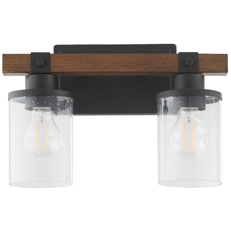 Image 1 Quorum Alpine 13 3/4" Wide Textured Black 2-Light Bath Light