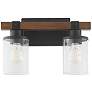 1_Quorum Alpine 13 3/4" Wide Textured Black 2-Light Bath Light