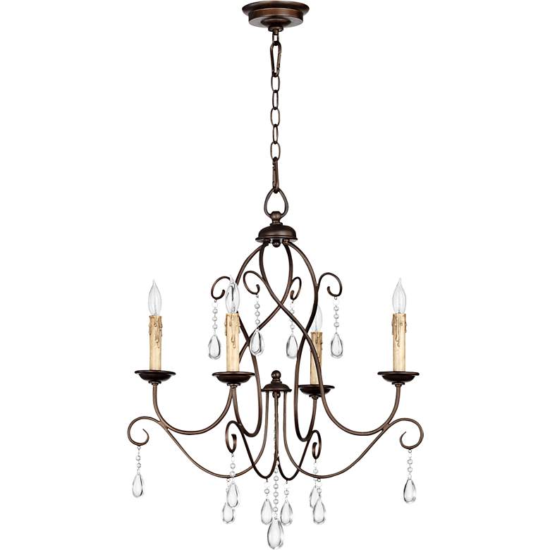 Image 2 Quorum Cilia 22 inch Wide Oiled Bronze and Crystal 4-Light Chandelier