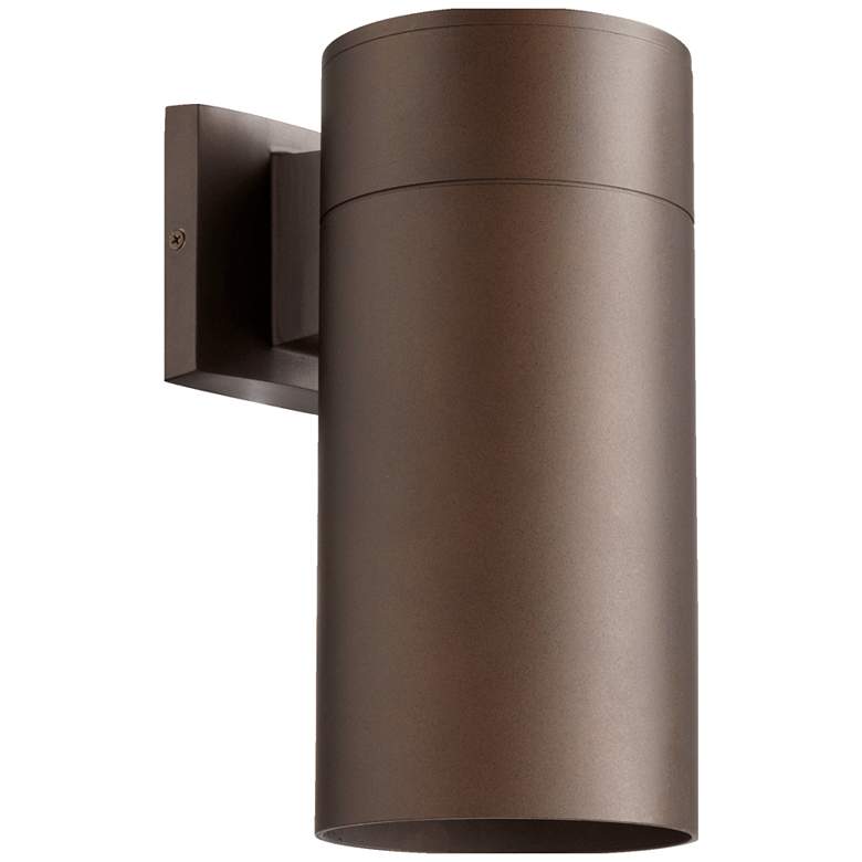 Image 1 Quorum Cylinder 12" High Oiled Bronze Outdoor Wall Light