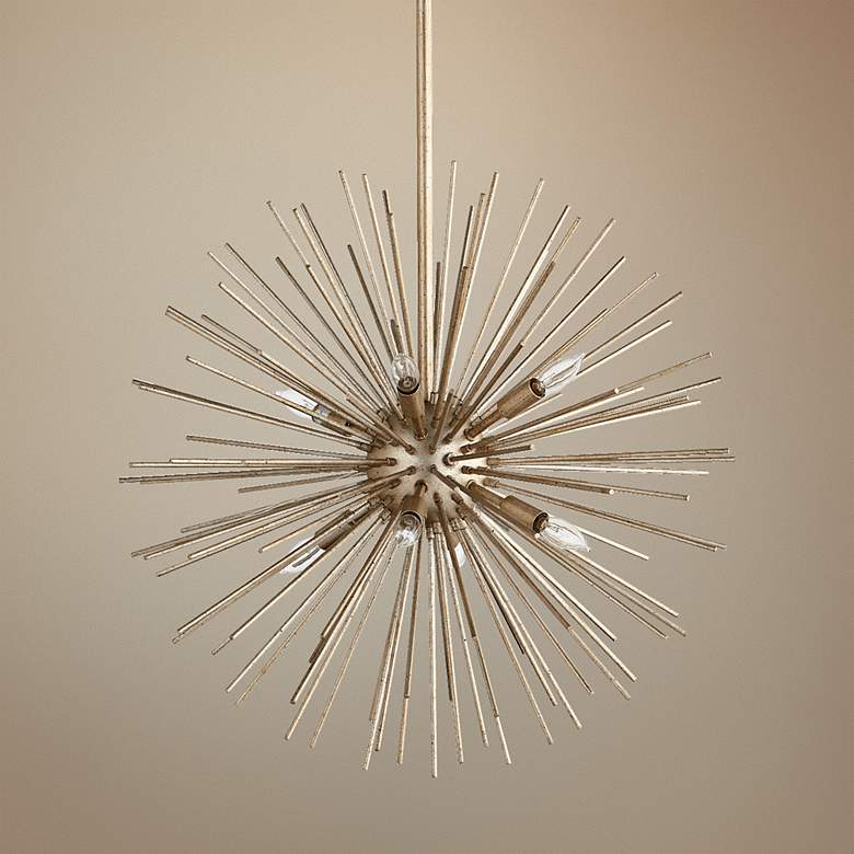 Image 1 Quorum Electra 23 inchW Silver Leaf 8-Light Pendant Chandelier