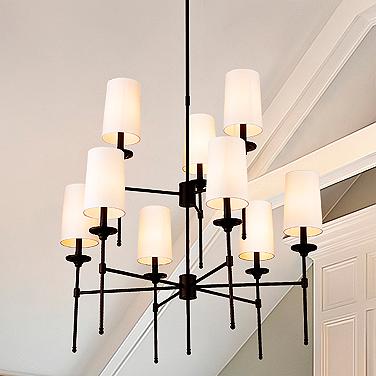Quorum Emily 38" Wide 9-Light Matte Black Tiered Chandelier