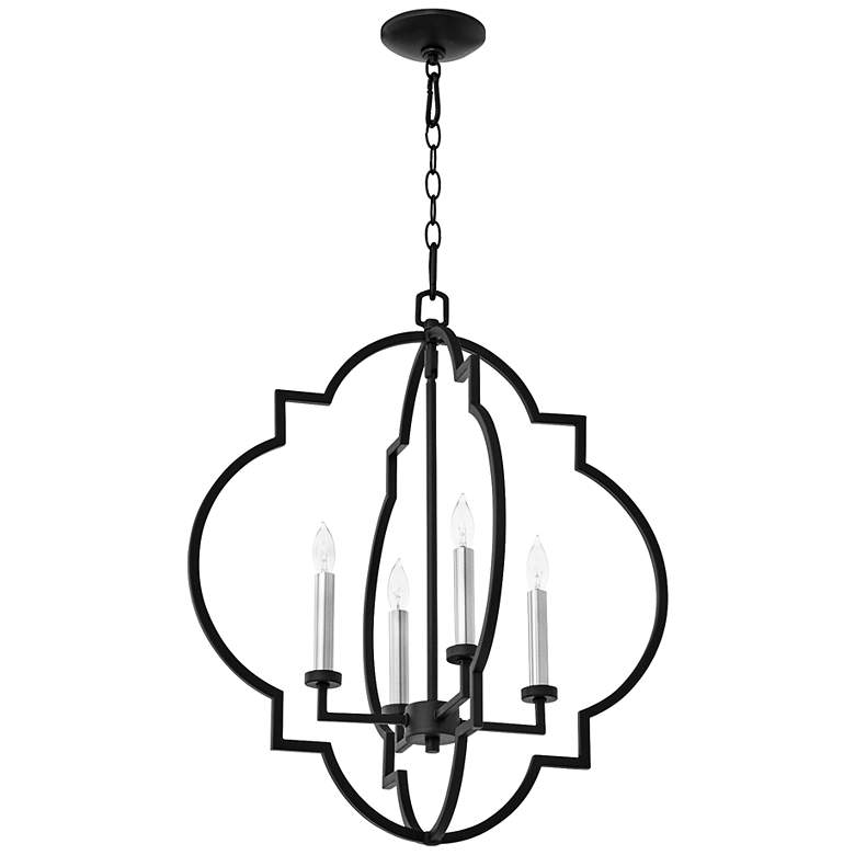 Image 1 Quorum Espy 14 1/4"W Aged Brass and Black 4-Light Pendant