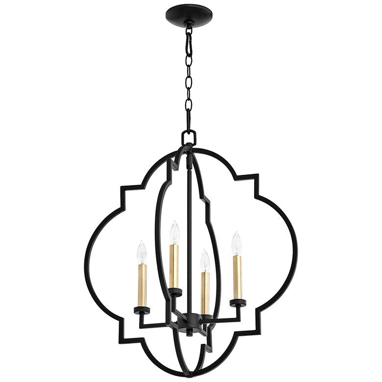 Image 2 Quorum Espy 14 1/4"W Aged Brass and Black 4-Light Pendant more views
