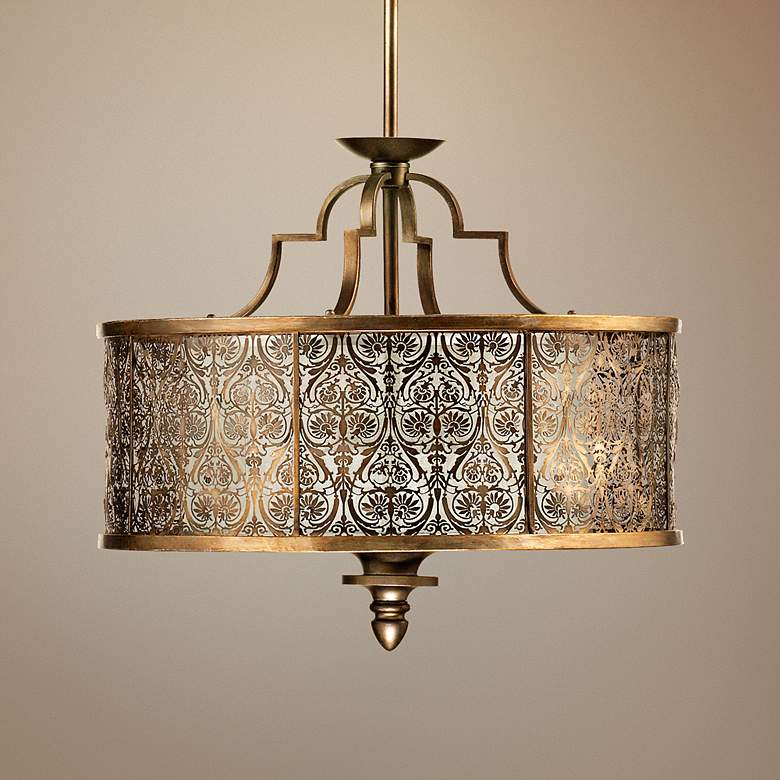 Image 1 Quorum French Damask 24" Wide Vintage Pewter Pendant Light