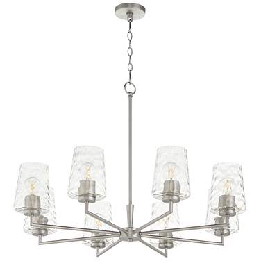 Quorum Goodwin 32" Wide 8-Light Hammered Glass Satin Nickel Chandelier