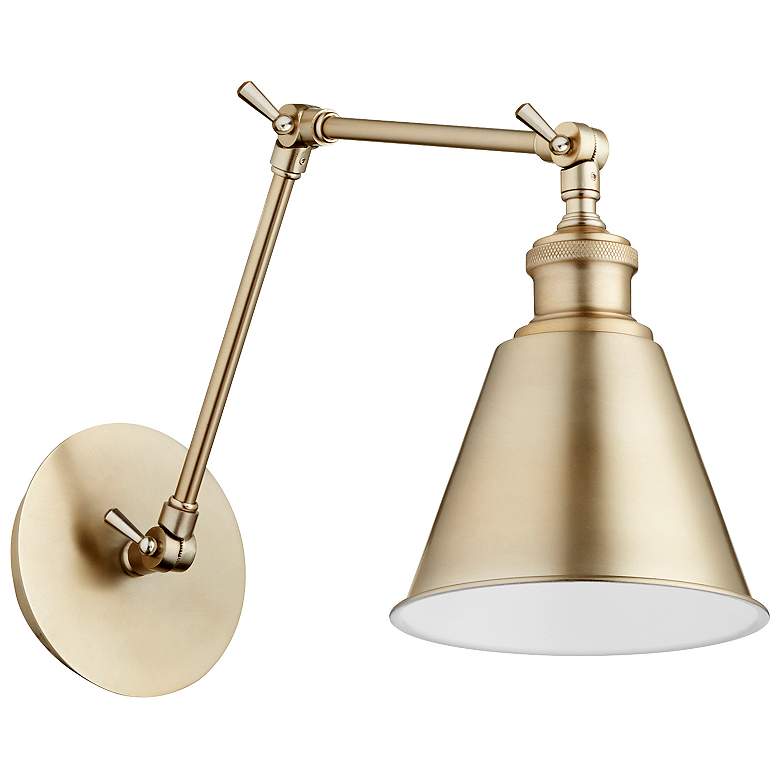 Image 1 Quorum Hayes Aged Brass Adjustable Wall Lamp
